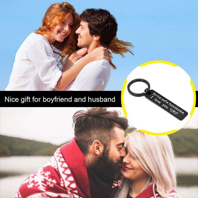 Elechobby Drive Safe Keychain I Need You Here With Me Gifts for Husband Dad Boyfriend Gifts Valentines Day Father's day BirthdayGift (Black I love you B) - Image 2
